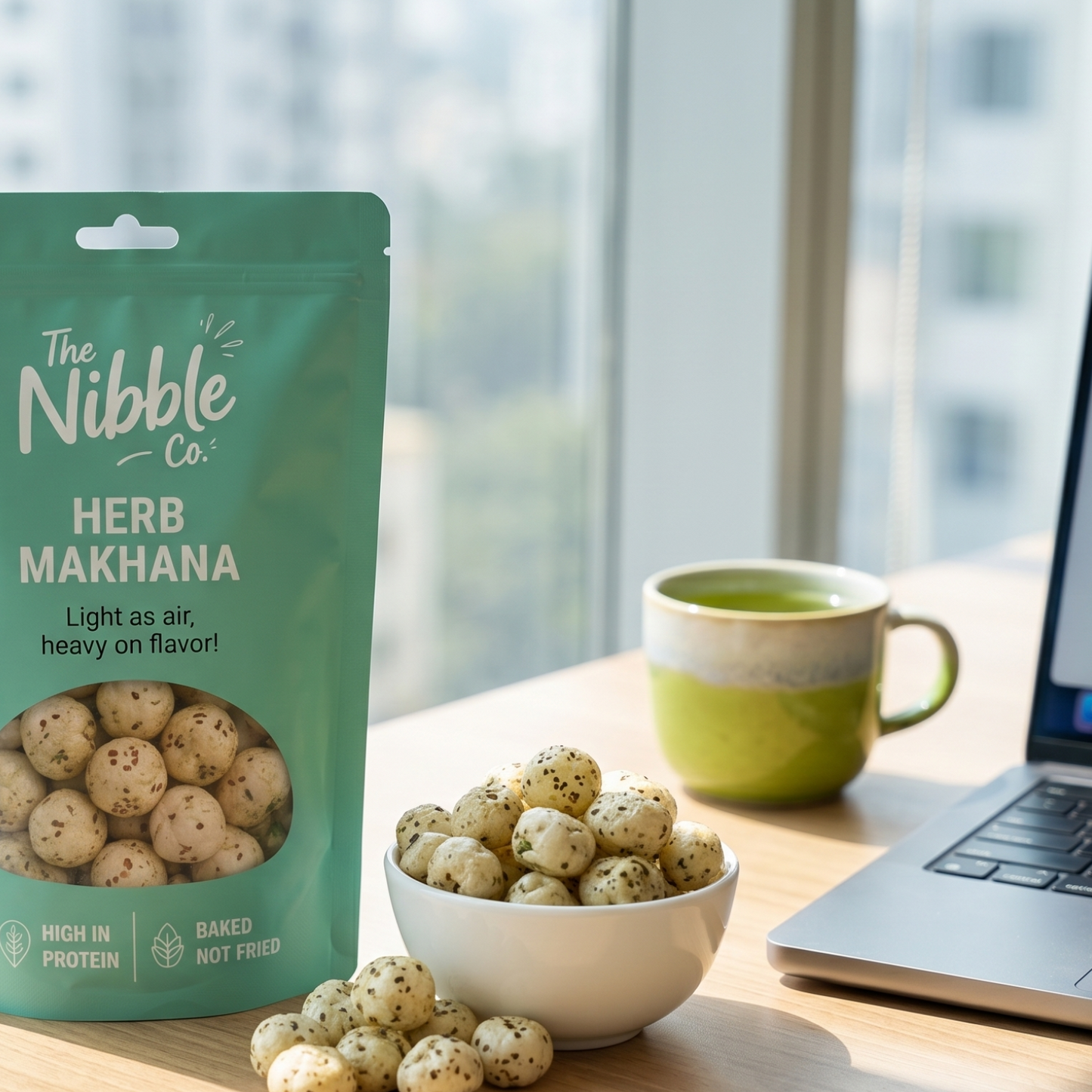The Nibble Co. Herb Makhana - Light & Guilt-Free Protein Snack (Pack of 1)