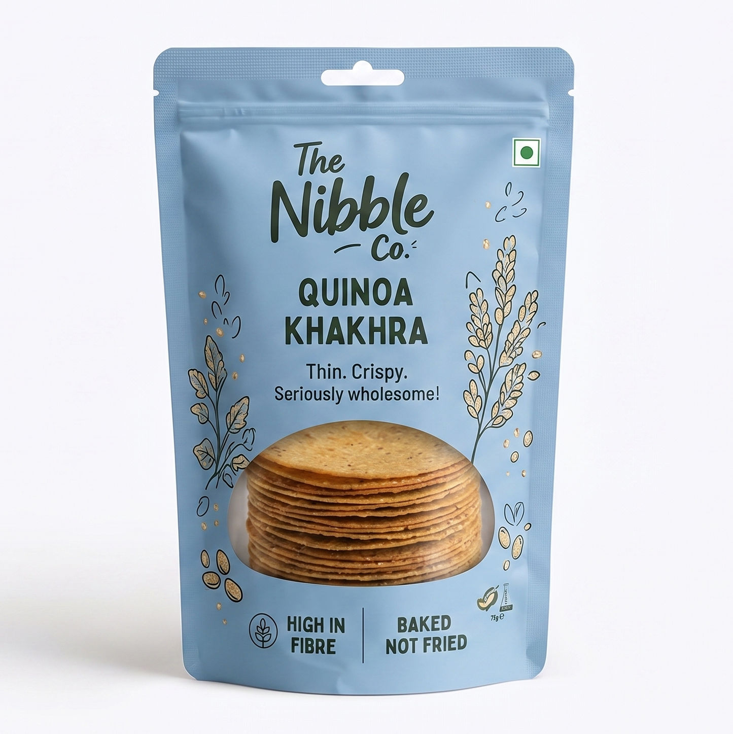 The Nibble Co. Quinoa Khakhra - Healthy & Crispy Snack (Pack of 1)